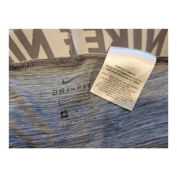 Women's Nike Dri-Fit Compression Leggings Medium Gray White - Picture 3 of 3